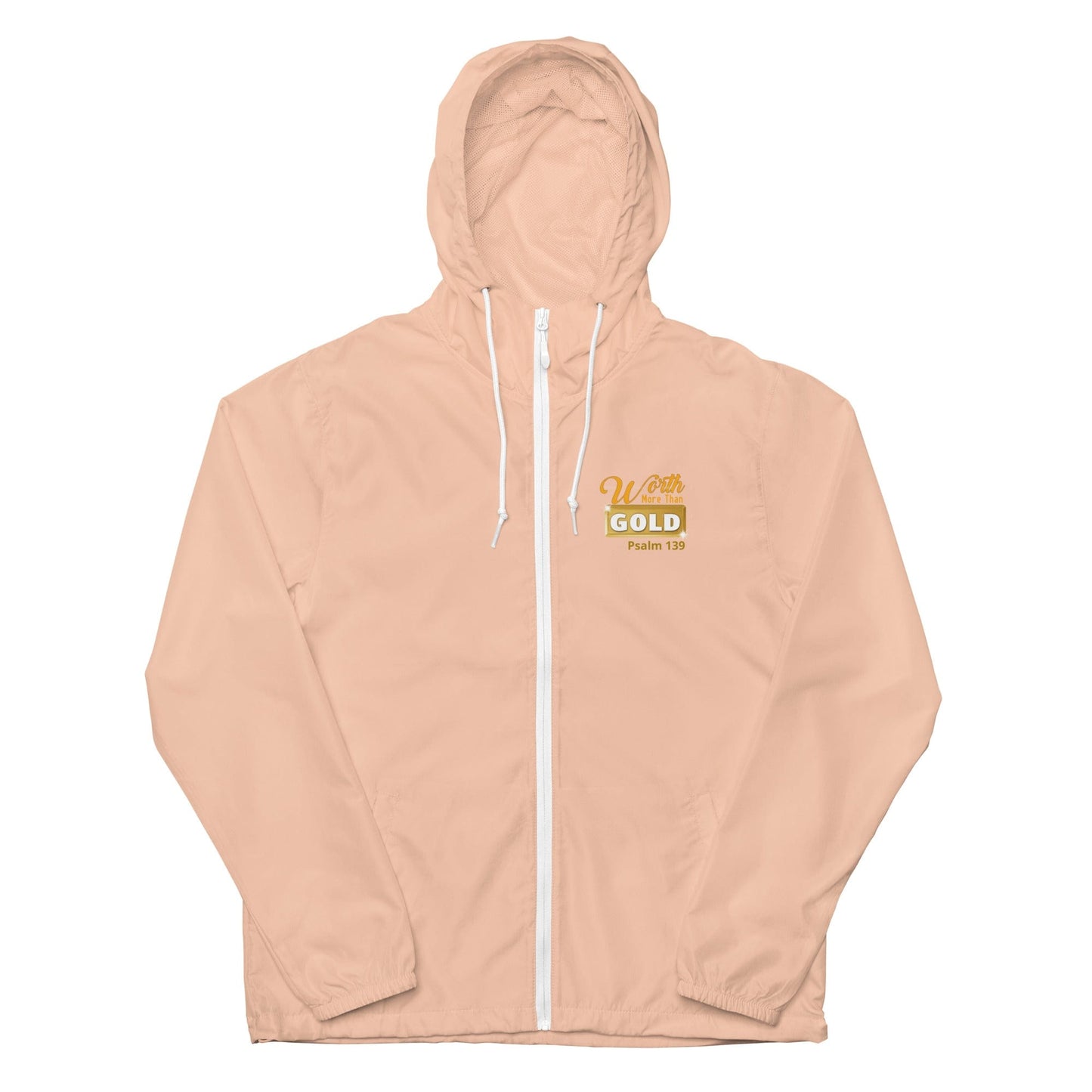 Journey of Becoming Blush/White Zipper / XS Unisex lightweight zip up windbreaker