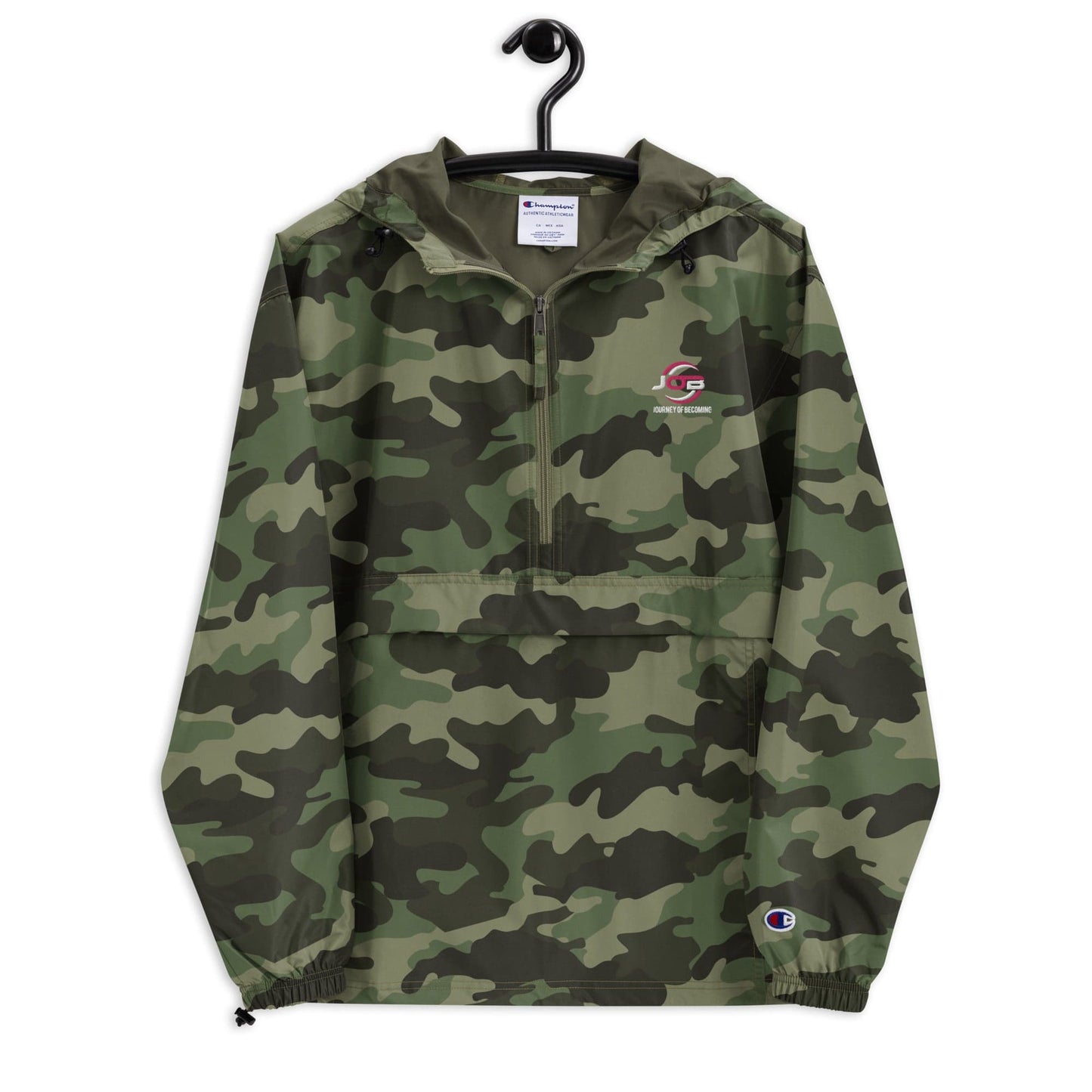 Journey of Becoming Olive Green Camo / S Embroidered Champion Packable Jacket