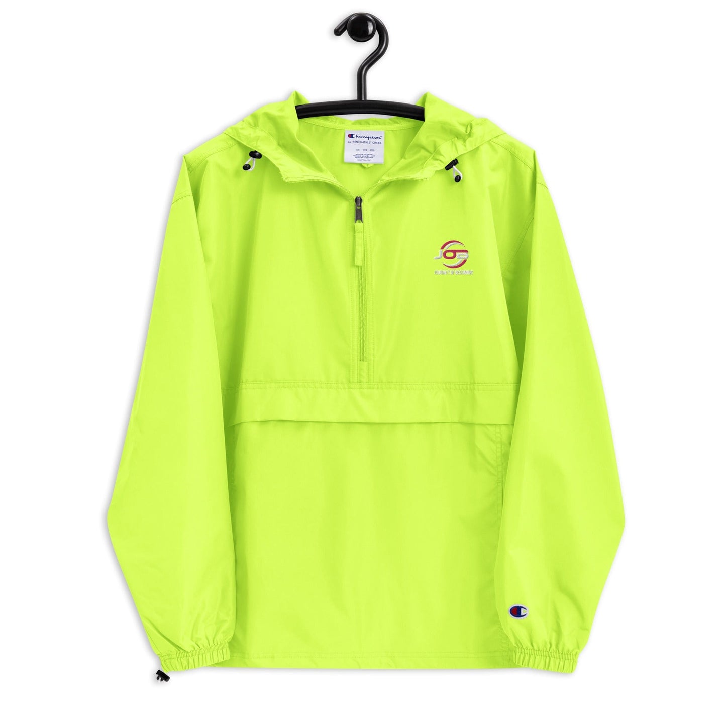 Journey of Becoming Safety Green / S Embroidered Champion Packable Jacket