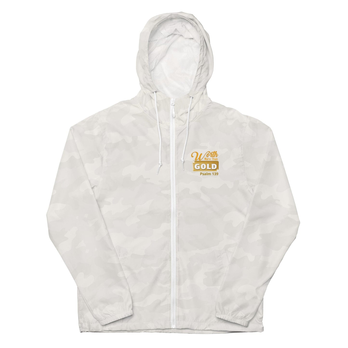 Journey of Becoming White Camo / XS Unisex lightweight zip up windbreaker