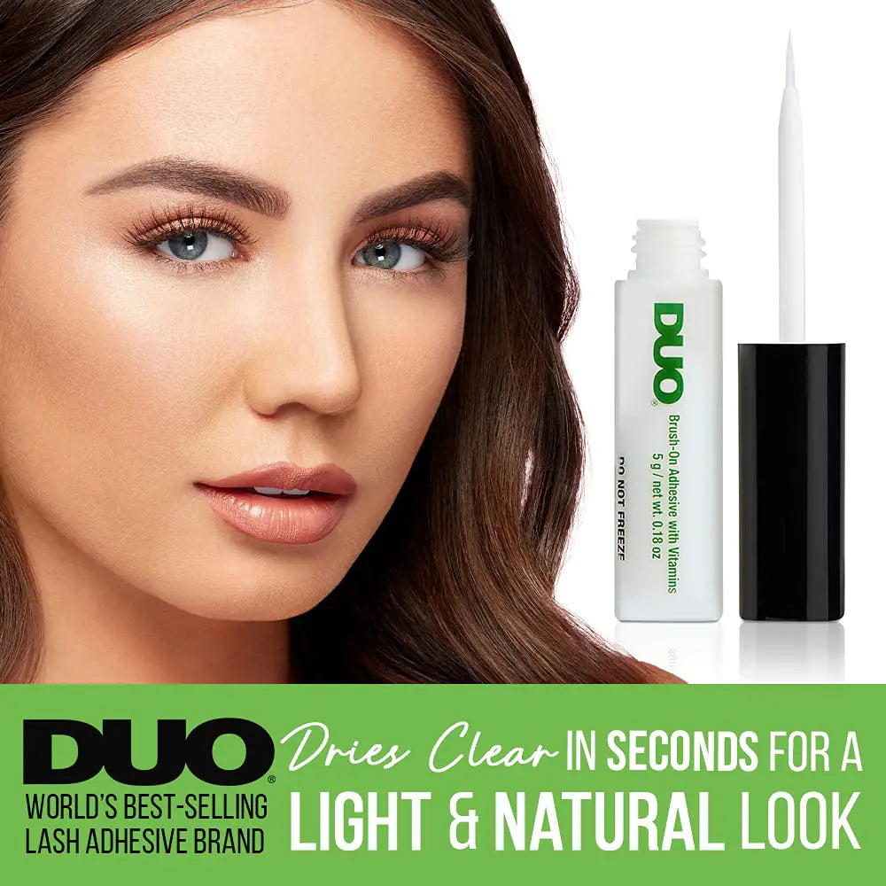 DUO Brush-On Strip Lash Adhesive with Vitamins A, C & E, Clear, Non-Irritating, Fast Drying Lash Glue, Easy to Use, Safe for Sensitive Eyes and Skin, 0.18 oz, 2-Packs 0.18 Ounce (Pack of 2) Clear (Peggable)