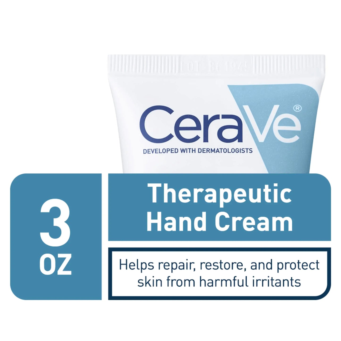 CeraVe Therapeutic Hand Cream for Dry Cracked Hands With Hyaluronic Acid and Niacinamide | Fragrance Free 3 Ounce 3 Ounce (Pack of 1)