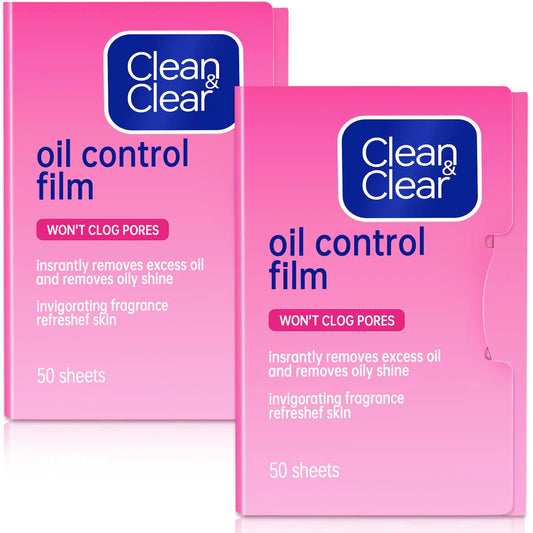 Oil Control Film Replacment for Clean & Clear Oil-absorbing Sheets 100 Sheets (Grapefruit Fragrance) Oil Blotting Sheets for Face,9% Larger,Makeup Friendly Handy Face Blotting Paper for Oily Skin 50 Count (Pack of 2) Pink