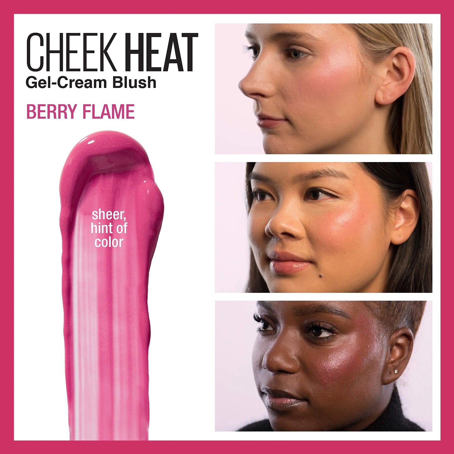 Maybelline Cheek Heat Gel-Cream Blush Makeup, Lightweight, Breathable Feel, Sheer Flush Of Color, Natural-Looking, Dewy Finish, Oil-Free, Berry Flame, 1 Count 35 BERRY FLAME 0.27 Fl Oz (Pack of 1)