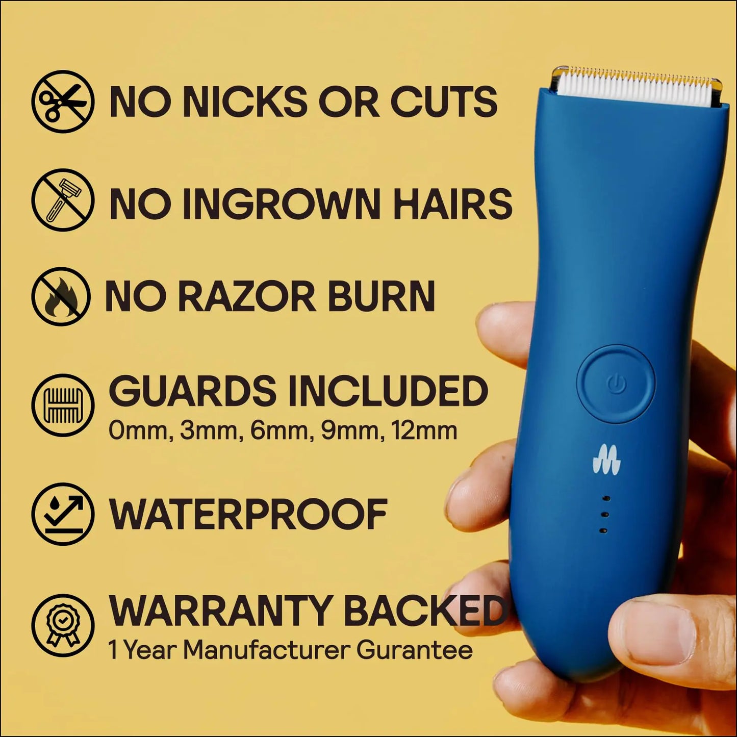 MERIDIAN Bikini Trimmer for Women and Body Hair Trimmer for Men - No Nick, No Cut, No Razor Burn Pubic, Groin and Body Shaver - Waterproof & Rechargeable Electric Full Body Groomer - Ocean