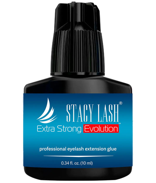 Extra Strong Evolution Eyelash Extension Glue Stacy Lash (0.34 fl.oz/10 ml)/1-2 Sec Dry/Retention – 8 Weeks/Professional Supplies/Black Adhesive 0.34 Fl Oz (Pack of 1)