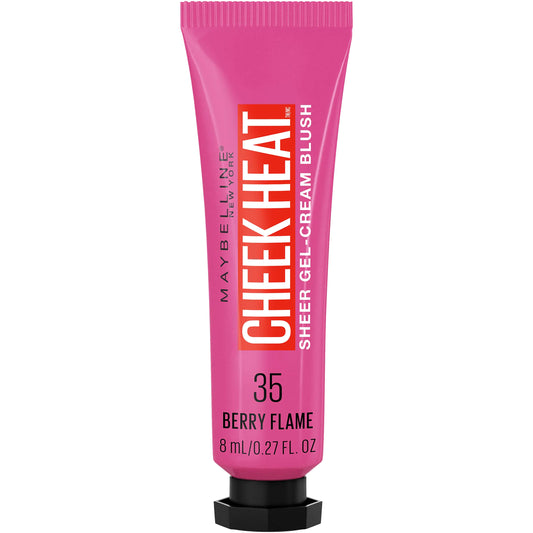 Maybelline Cheek Heat Gel-Cream Blush Makeup, Lightweight, Breathable Feel, Sheer Flush Of Color, Natural-Looking, Dewy Finish, Oil-Free, Berry Flame, 1 Count 35 BERRY FLAME 0.27 Fl Oz (Pack of 1)