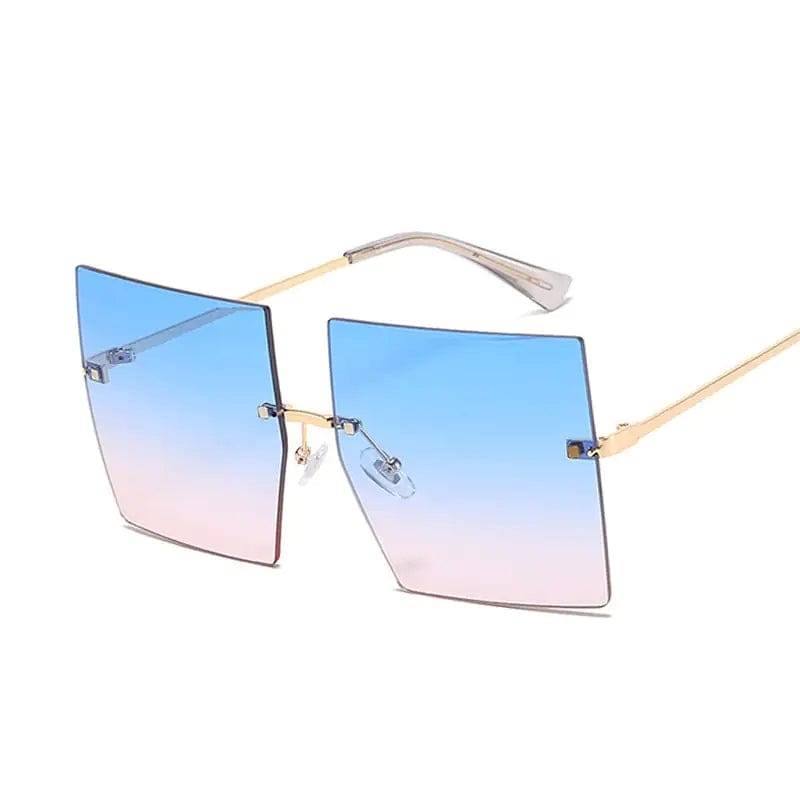 Journey of Becoming Blue Pink Oversized Rimless Square Sunglasses