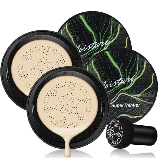 Mushroom Head Air Cushion CC Cream, BB Cream Face Makeup Foundation for Mature Skin Moisturizing Concealer Brighten Long-Lasting, Even Skin Tone for All Skin Types (2PCS Ivory) 1.5 Fl Oz (Pack of 1) 2PCS Ivory