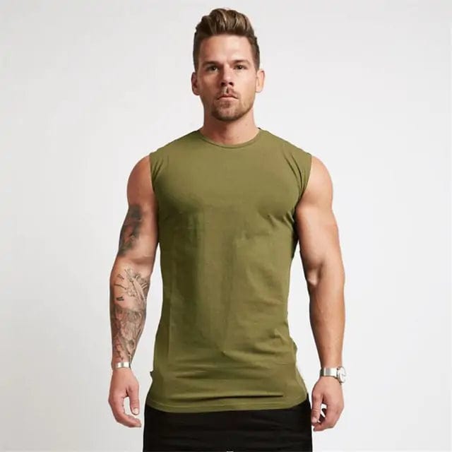 Journey of Becoming Army Green / L Compression Gym Tank Top for Men