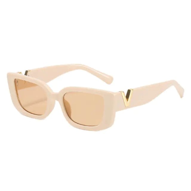 Journey of Becoming Beige Rectangle Retro Sunglasses