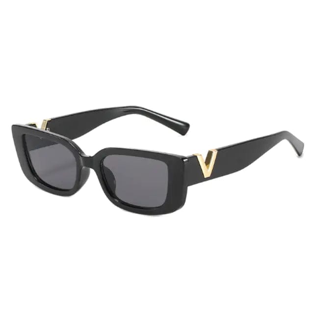 Journey of Becoming Black Gray Rectangle Retro Sunglasses