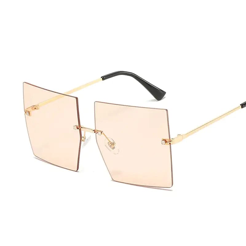 Journey of Becoming Champagne Oversized Rimless Square Sunglasses