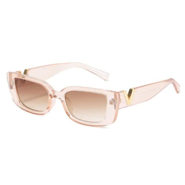 Journey of Becoming Champagne Rectangle Retro Sunglasses