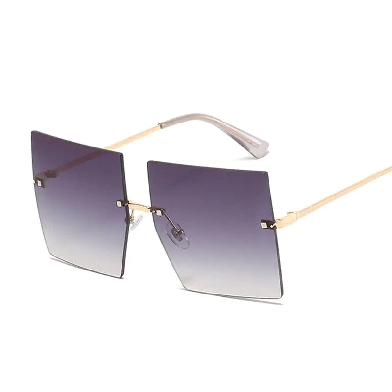 Journey of Becoming Double Gray Oversized Rimless Square Sunglasses