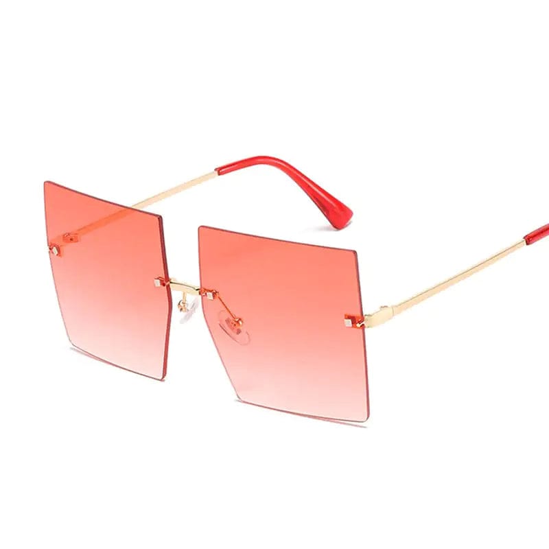 Journey of Becoming Double Red Oversized Rimless Square Sunglasses