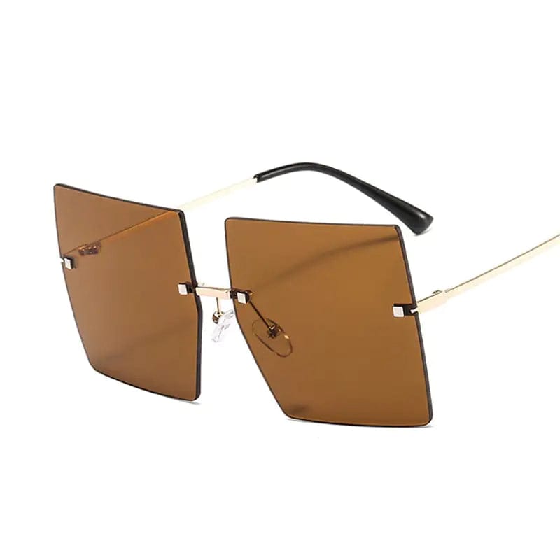 Journey of Becoming Gold Brown Oversized Rimless Square Sunglasses