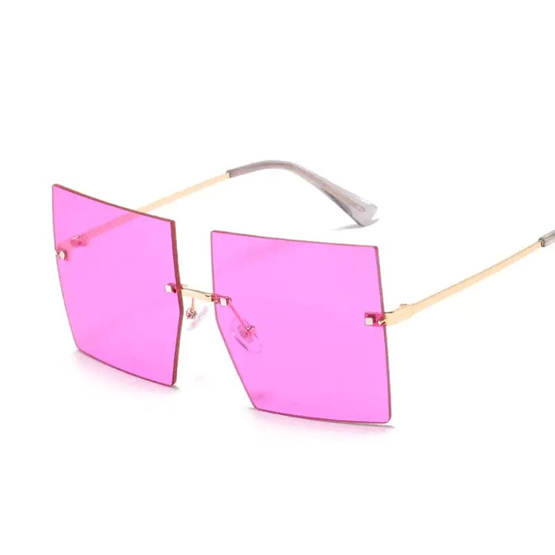 Journey of Becoming Gold Purple Oversized Rimless Square Sunglasses