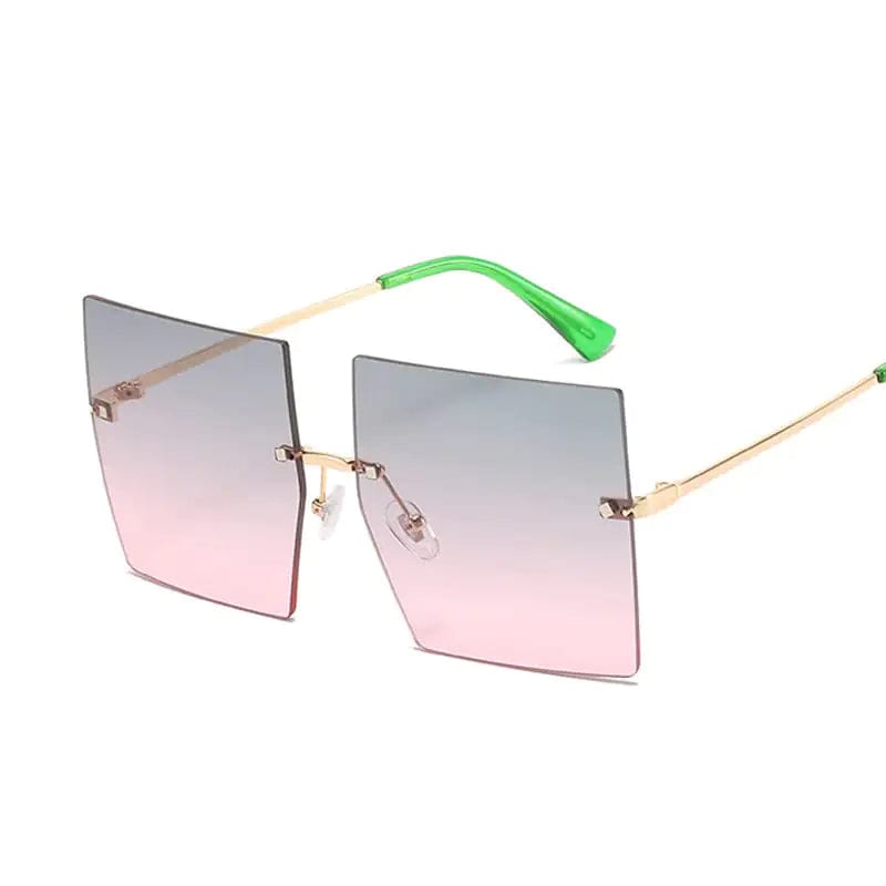 Journey of Becoming Gray Pink Oversized Rimless Square Sunglasses