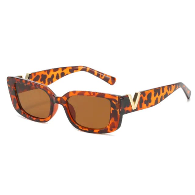 Journey of Becoming Leopard Rectangle Retro Sunglasses