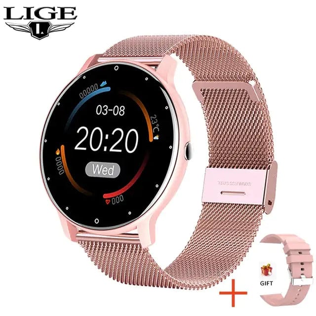 Journey of Becoming Mesh Belt Pink Fitness IP67 Waterproof Smartwatch