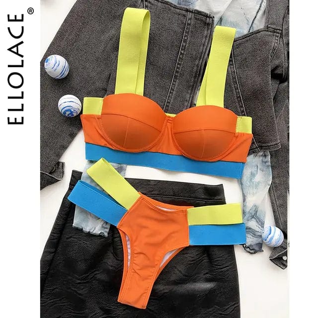 Journey of Becoming Orange / L Patchwork Sexy Swimwear