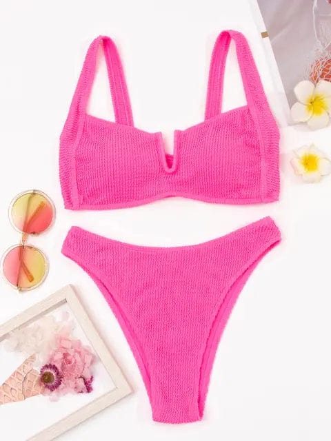 Journey of Becoming Pink / L Deep-V Sexy Push Up Swimwear