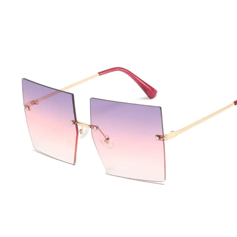 Journey of Becoming Purple Pink Oversized Rimless Square Sunglasses