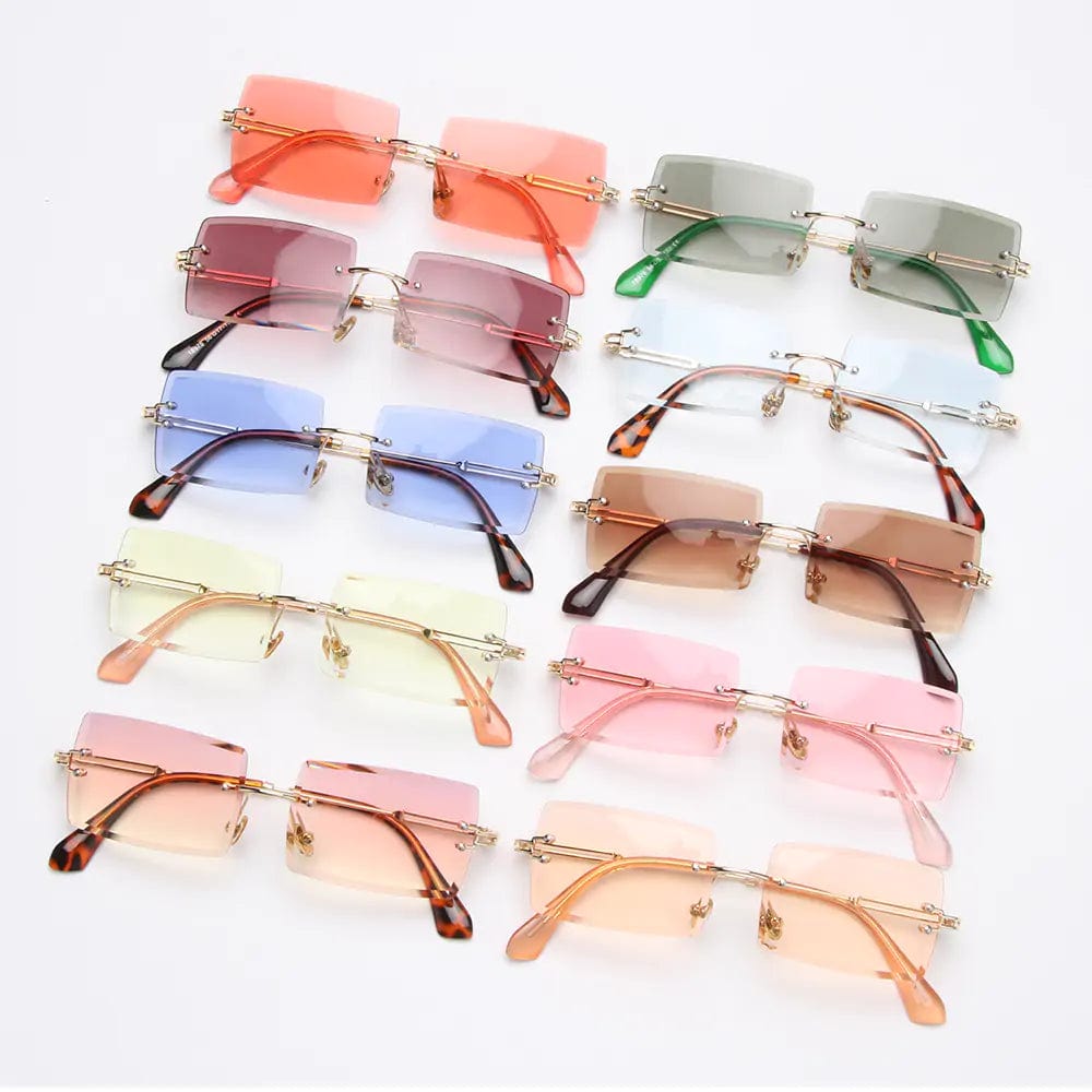 Journey of Becoming Rimless Small Rectangle Sunglasses UV400 Eyewear