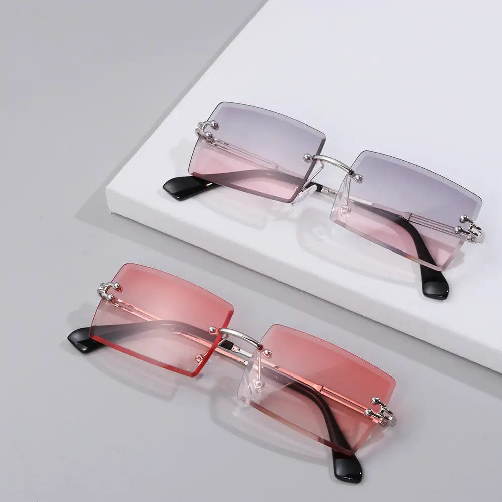 Journey of Becoming Rimless Small Rectangle Sunglasses UV400 Eyewear