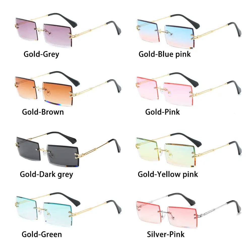 Journey of Becoming Rimless Small Rectangle Sunglasses UV400 Eyewear