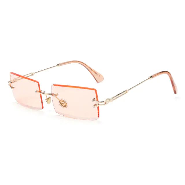 Journey of Becoming Rimless Small Rectangle Sunglasses UV400 Eyewear