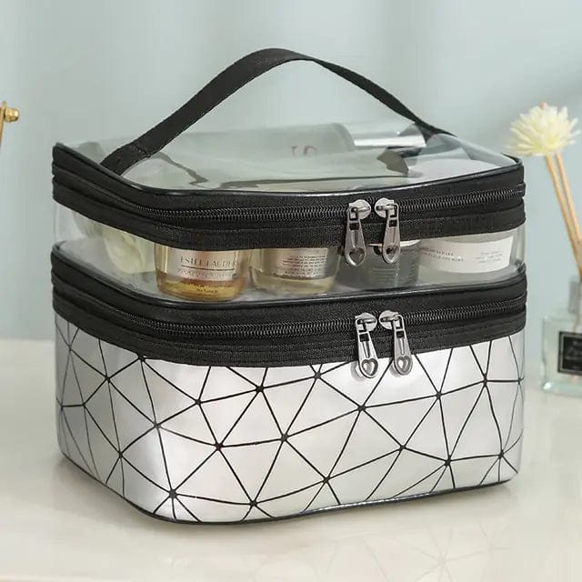 Journey of Becoming Silver Multifunction Double Transparent Cosmetic Bag