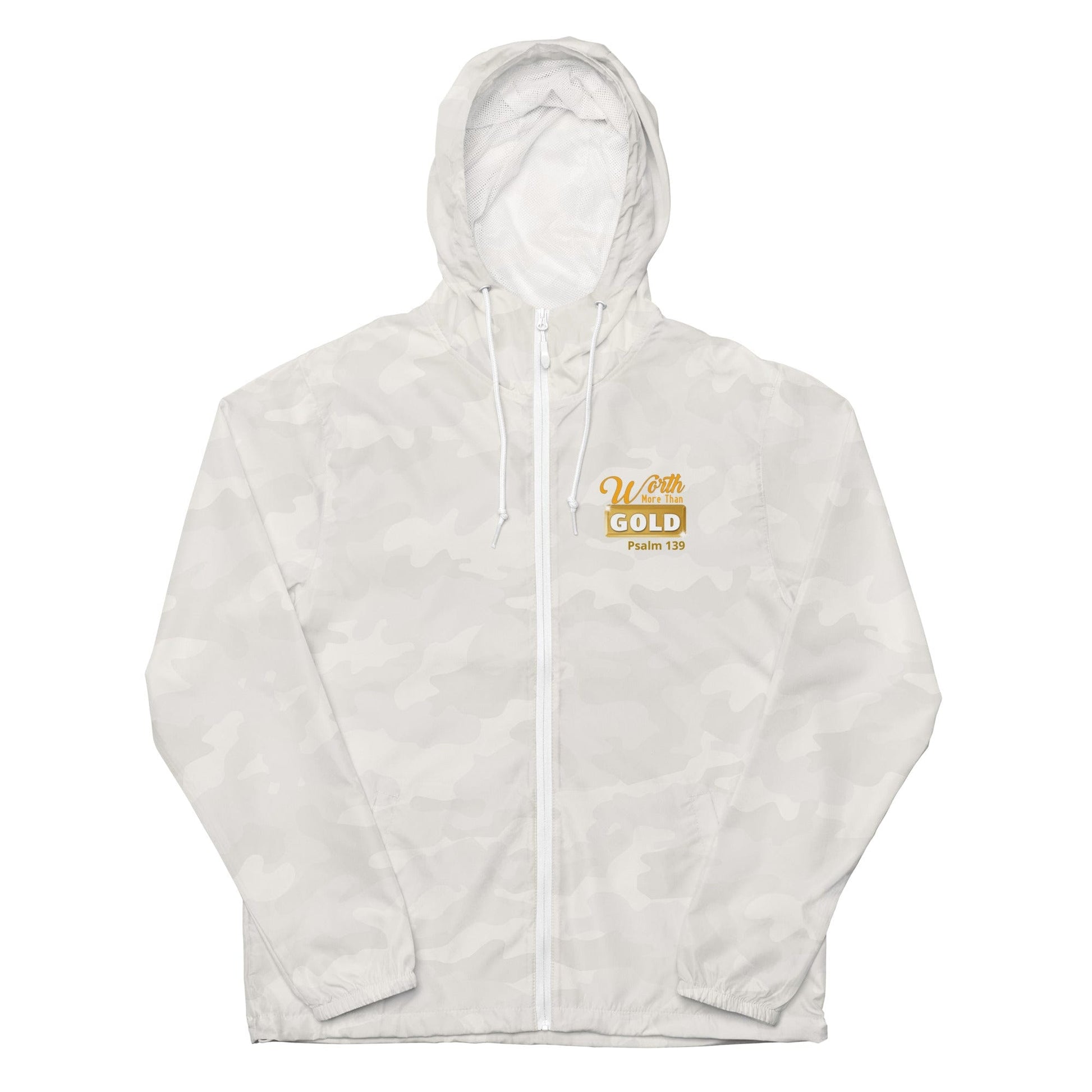 Journey of Becoming White Camo / XS Unisex lightweight zip up windbreaker