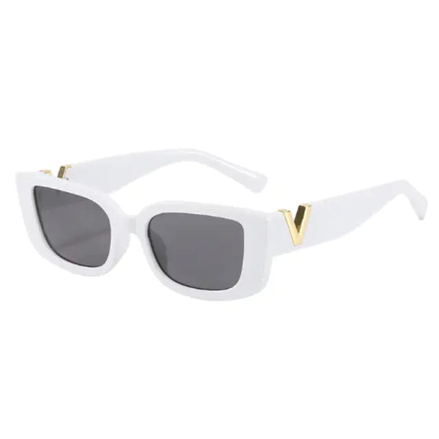 Journey of Becoming White Gray Rectangle Retro Sunglasses