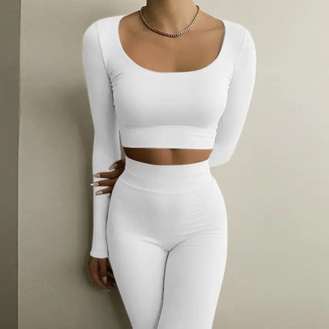 Journey of Becoming White / L Gym Crop Tank Top Leggings Set