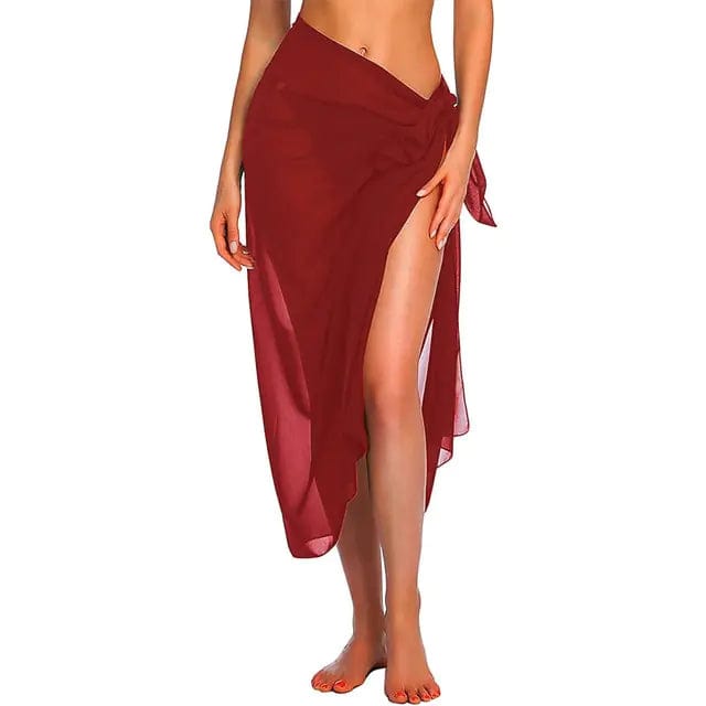 Journey of Becoming Wine Red-Long / One Size Swimwear Cover-ups