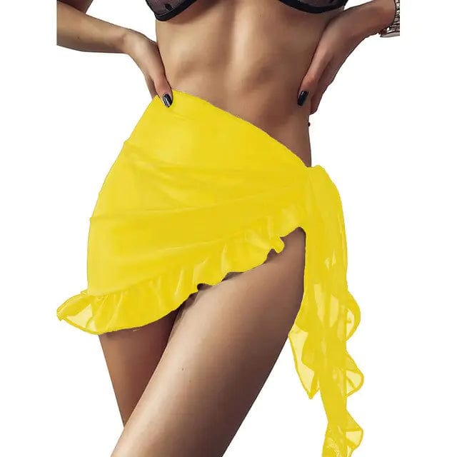 Journey of Becoming Yellow-Ruffle / One Size Swimwear Cover-ups