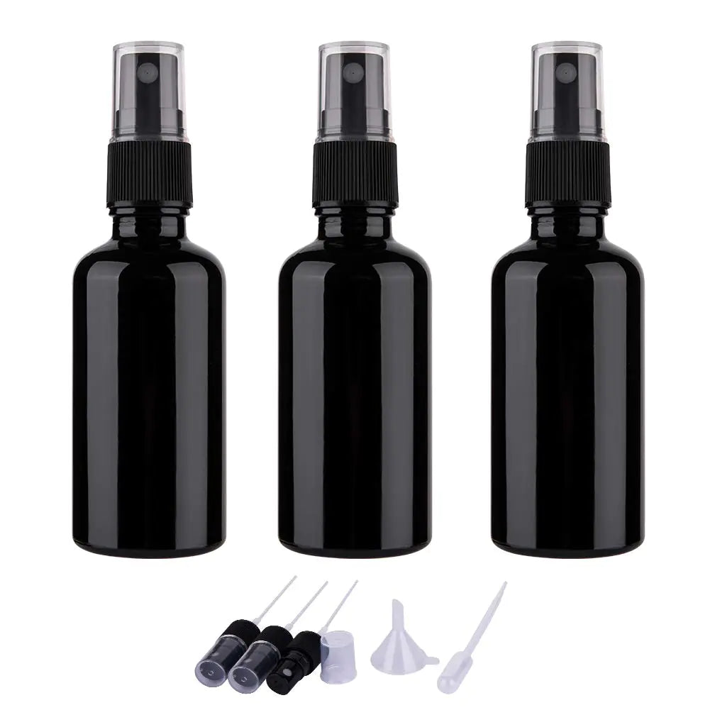 9 Pack Amber Glass Small Spray Bottles, 2oz Travel Fine Mist Empty Mini Spray Bottles for Essential Oils and Hair Amber-9 Pack