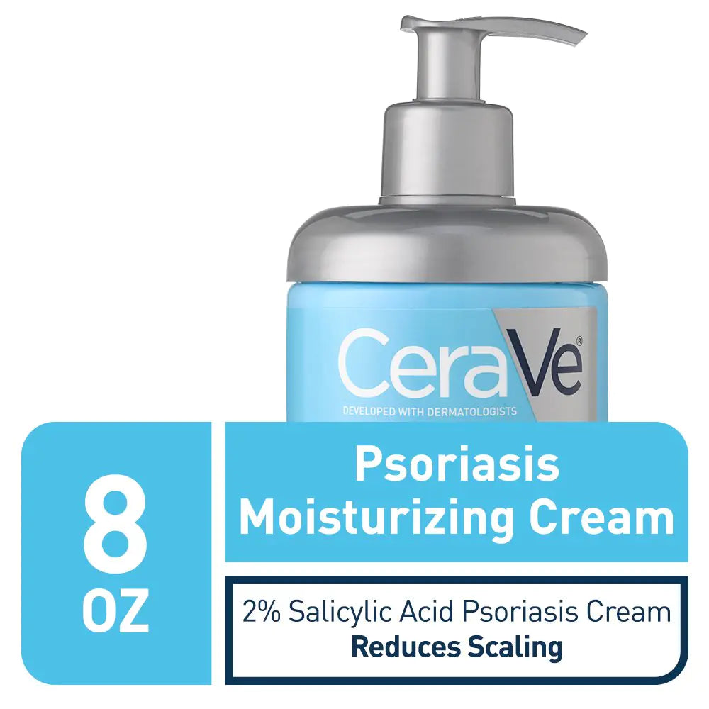 CeraVe Moisturizing Cream for Psoriasis Treatment | With Salicylic Acid for Dry Skin Itch Relief & Urea for Moisturizing | Fragrance Free & Allergy Tested | 8 Oz 8 Ounce (Pack of 1)