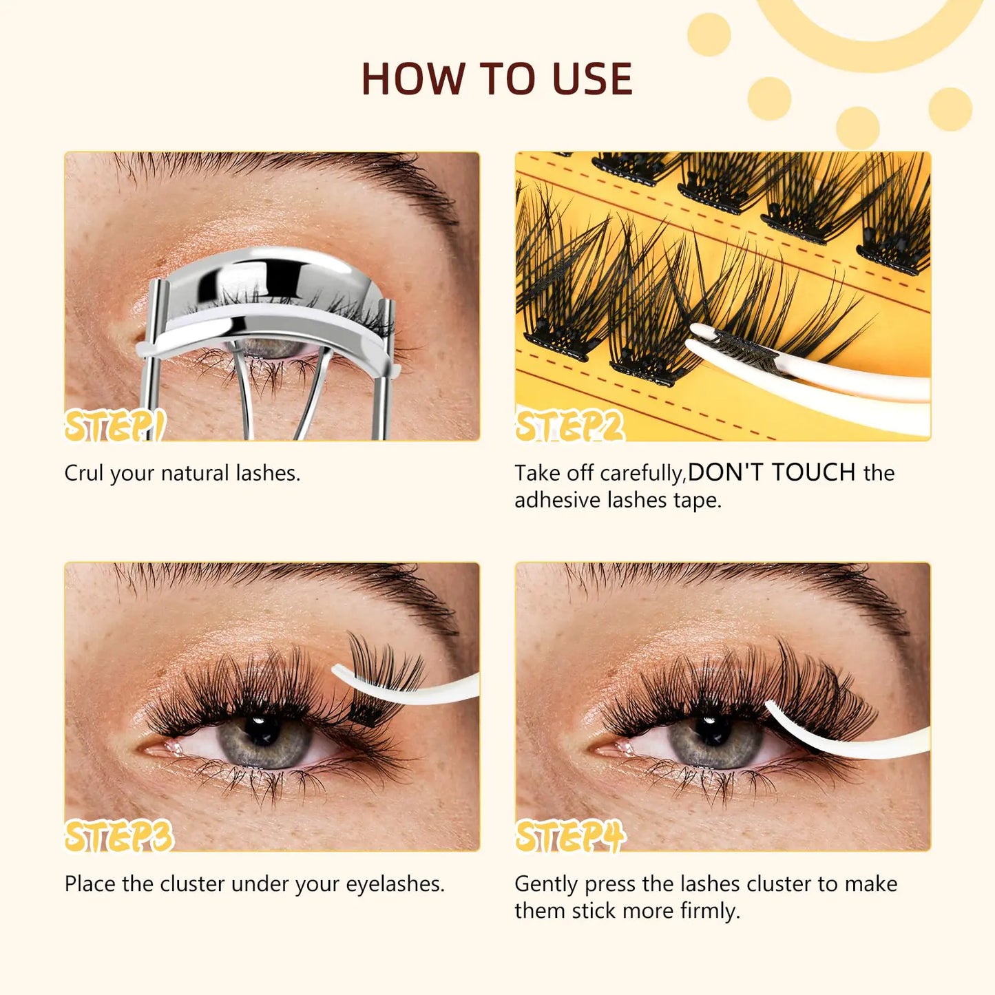 QUEWEL Self Adhesive Eyelashes Natural Look, No Glue Needed Lash Clusters with Eyelash Clusters Tweezer, 40 Pcs Reusable Lashes Self Adhesive for Beginners, DIY Lash Extensions for Home Use(ZN-06) 1-ZN-06-MIX8-16