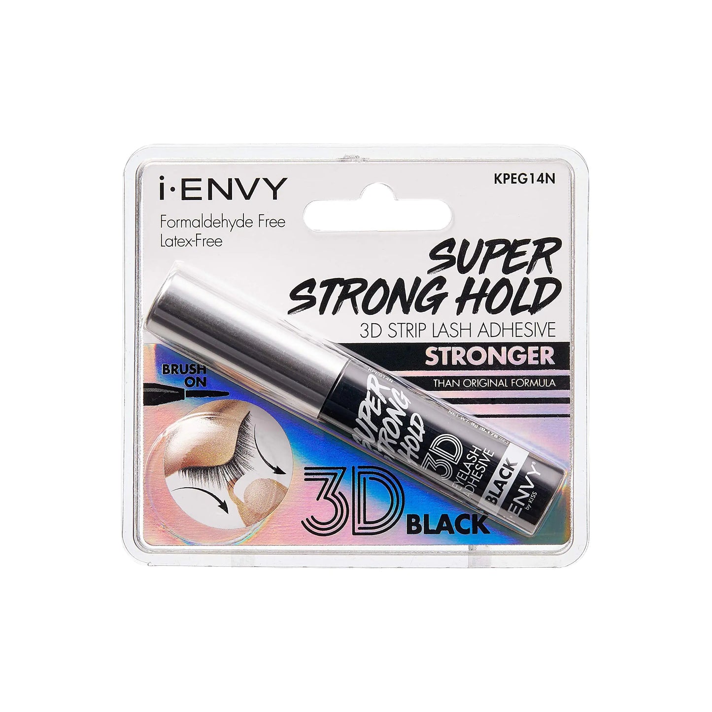 i-Envy by KISS Super Strong Hold Eyelash Adhesive Waterproof, Long-Lasting Strip Lash Glue, Natural-Looking Allergy & Latex Free with Brush Applicator (Black, 2 Pack) 0.18 Fl Oz (Pack of 2)