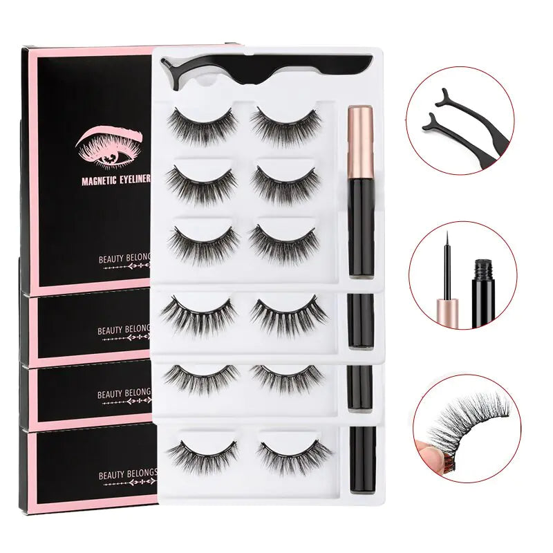 New 1/3Pairs Magnetic Eyelashes False Lashes