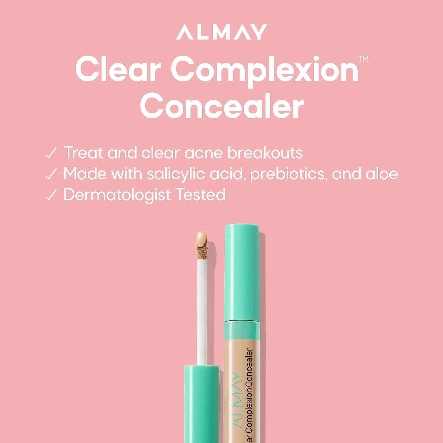 Almay Clear Complexion Acne & Blemish Spot Treatment Concealer Makeup with Salicylic Acid- Lightweight, Full Coverage, Hypoallergenic, Fragrance-Free, for Sensitive Skin, 300 Medium, 0.3 fl oz. 0.3 Fl Oz (Pack of 1)