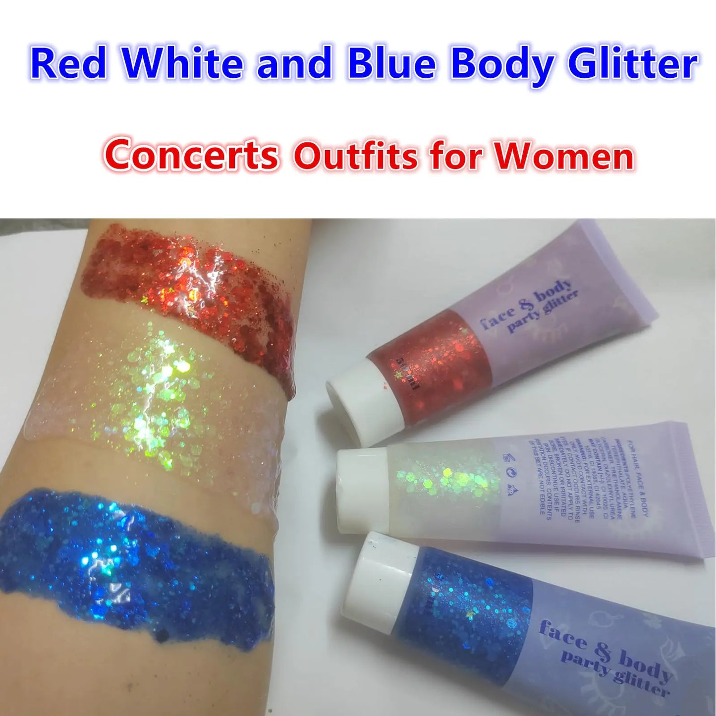 Go Ho Blue Face Body Glitter,Singer Concerts Blue Face Paint Glitter Makeup,Holographic Chunky Sequins Glitters for Eye Lip Hair Nails,Festival Glitter Rave Accessories,01 Blue Glitter 52g 001 Blue Body Glitter