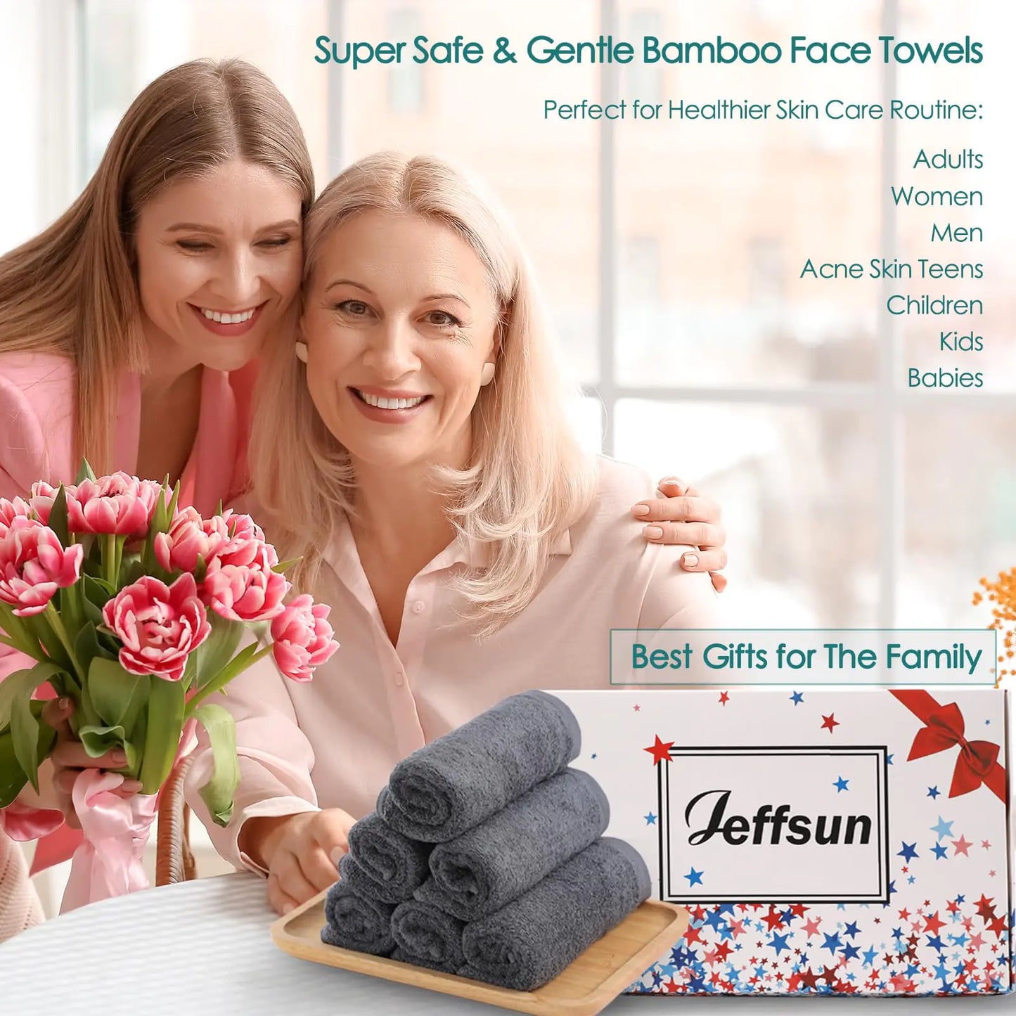 JEFFSUN Wash Cloths 12 Pack, Super Soft and Skin Friendly Face Towel for Sensitive Skin, Reusable Makeup Remover Cloths, 10x10 inch Small Face Washcloths, Easy to Rinse Dark Grey Face Cloths Pack 10x10 inch-12 Pack